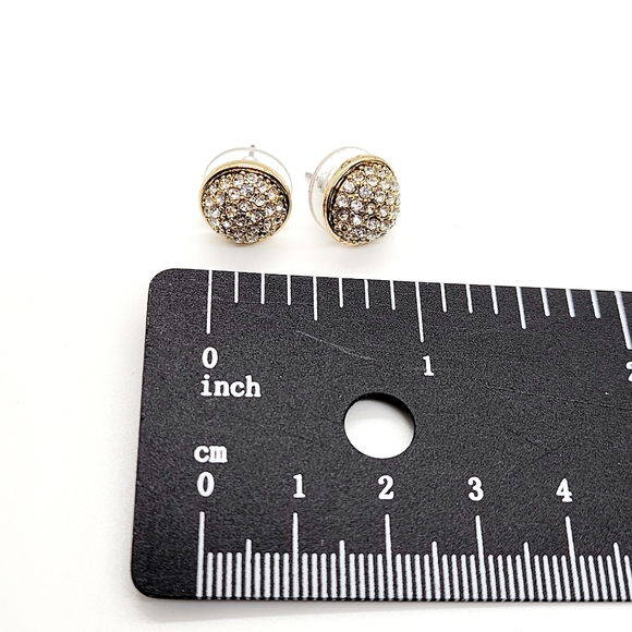Elegant Gold and Silver Stud Earrings - Picture 4 of 7